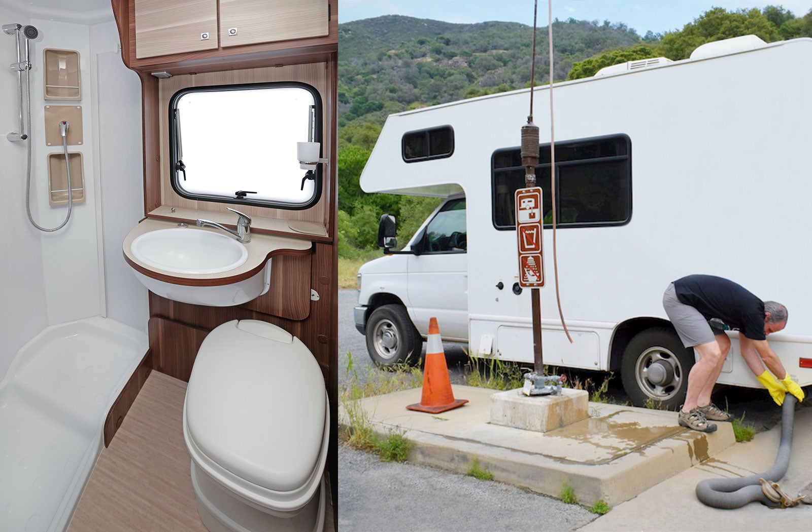 Portable RV/camper toilet and holding tank setup in Plant City, Florida