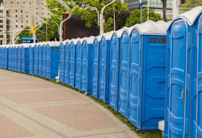 Seasonal porta potty units set up at a Plant City, Florida venue