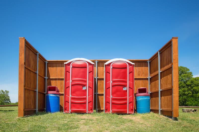 Short-term porta potty units staged for delivery in Plant City, Florida
