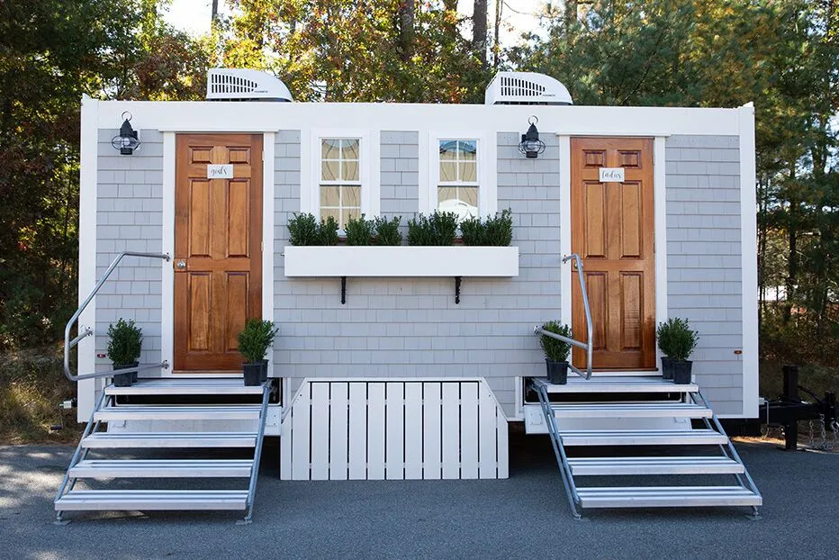 Wedding restroom units discretely staged at a venue in Plant City, Florida